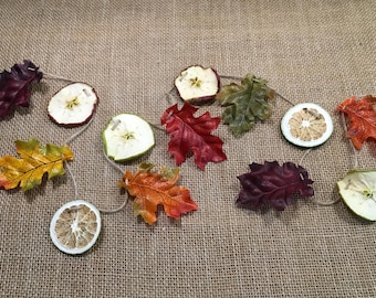 Oak Leaf Autumn Garland with dried fruit: 2 Meters - Fall Decor