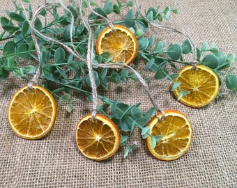 Dried orange slices tied with jute cord. Set of 10. Christmas gift toppers. Traditional Christmas decor. Natural Christmas tree decorations