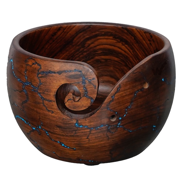 The Wrightwood Indian Rosewood Hand Carved Wooden Yarn Bowl - 6 X 4 Lichtenberg Figure