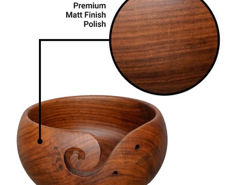 The Wrightwood Indian Rosewood Hand Carved Wooden Yarn Bowl - 6 X 3 for Knitting & Crocheting