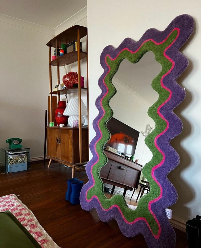 Extra Large Wavy Tufted Full Length Rug Mirror 150x90cm Etsy