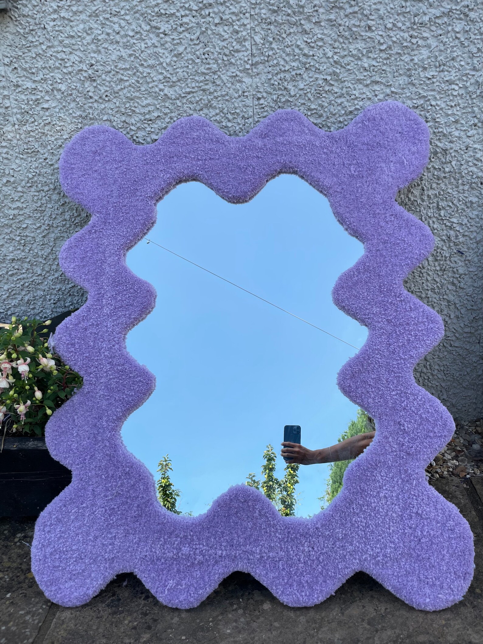 Large wavy tufted rug mirror 120x90cm ships mid/end of Etsy