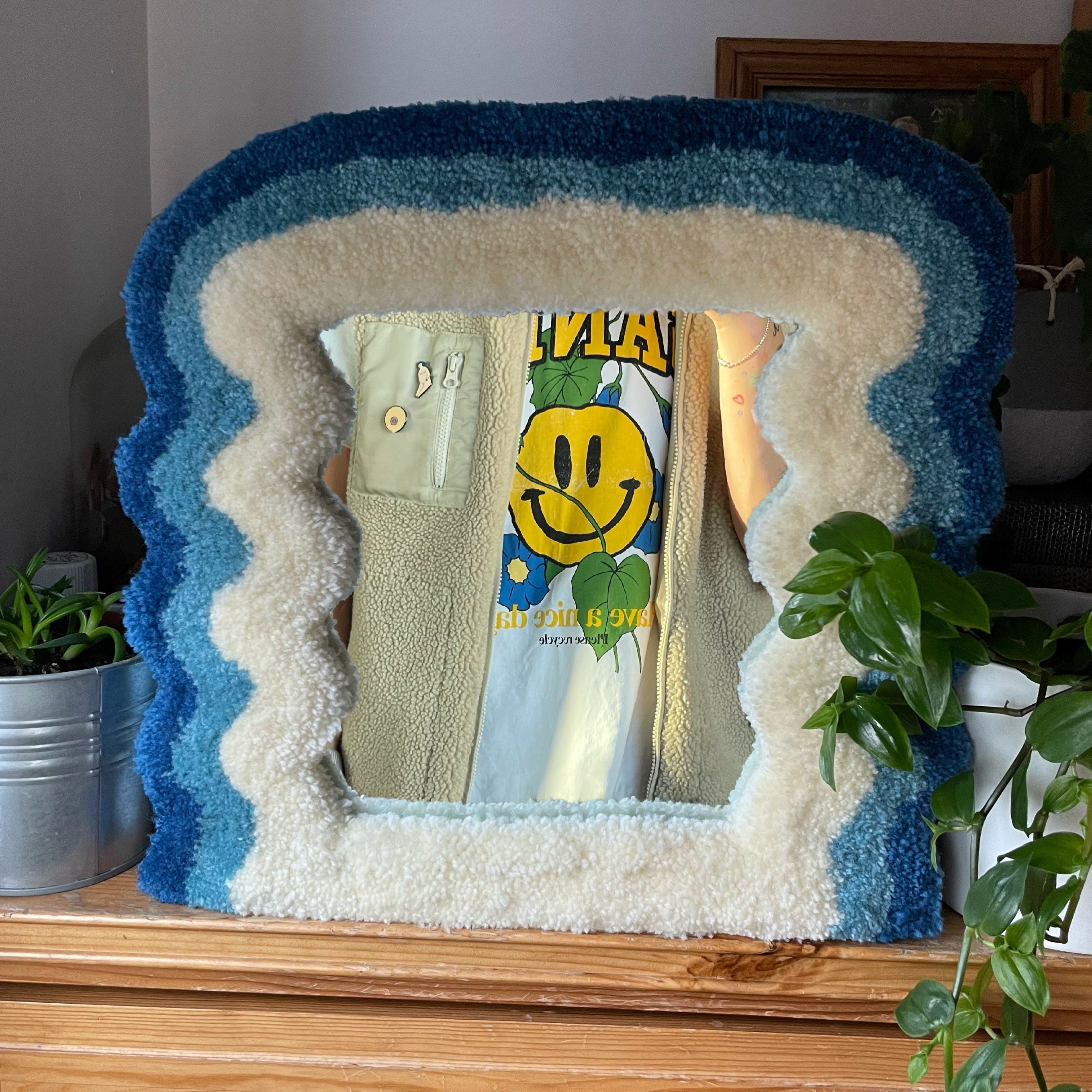 Tufted wavy rug mirror 40x40cm custom order dispatched end Etsy