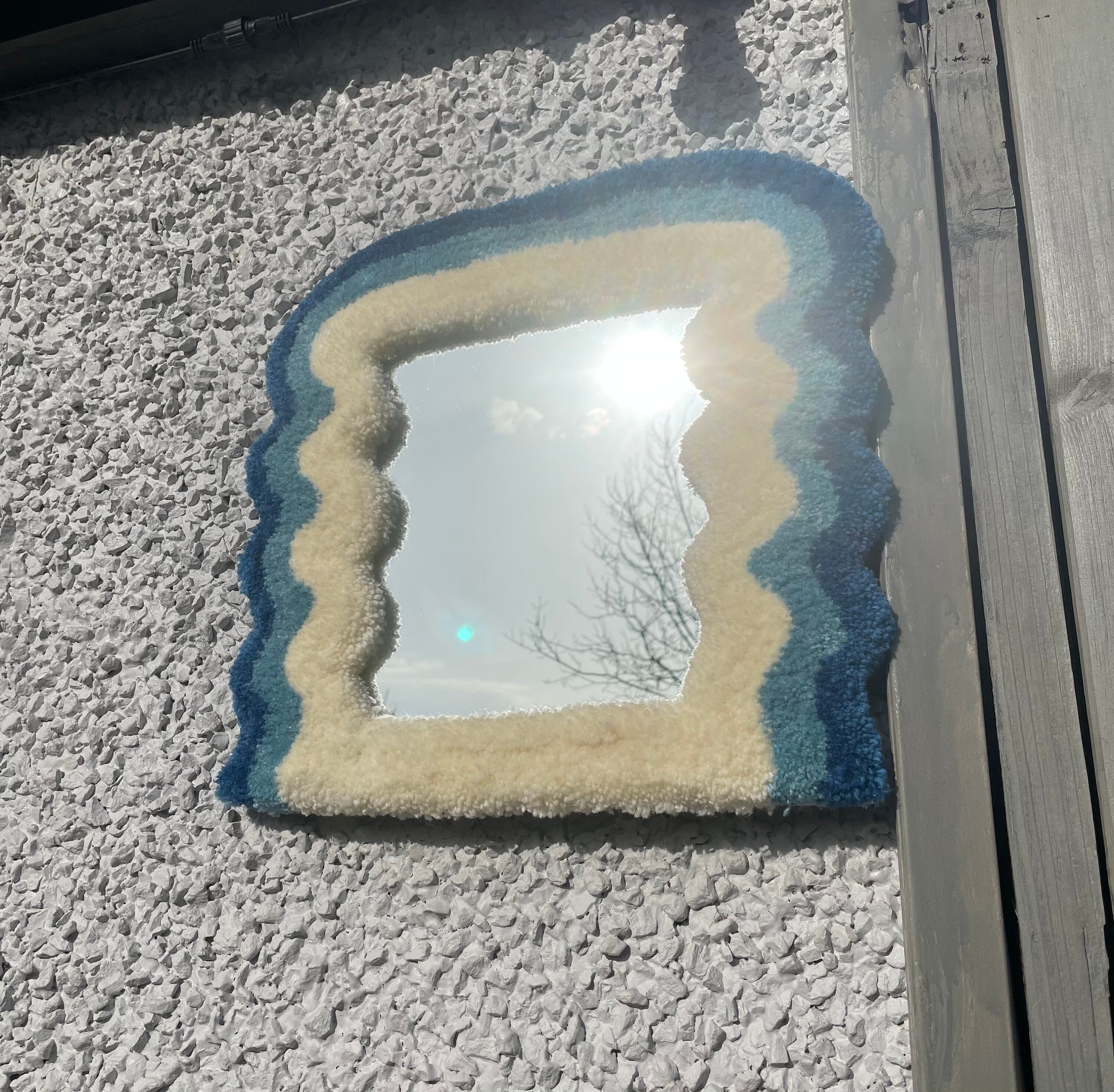 Tufted wavy rug mirror 40x40cm custom order dispatched end Etsy