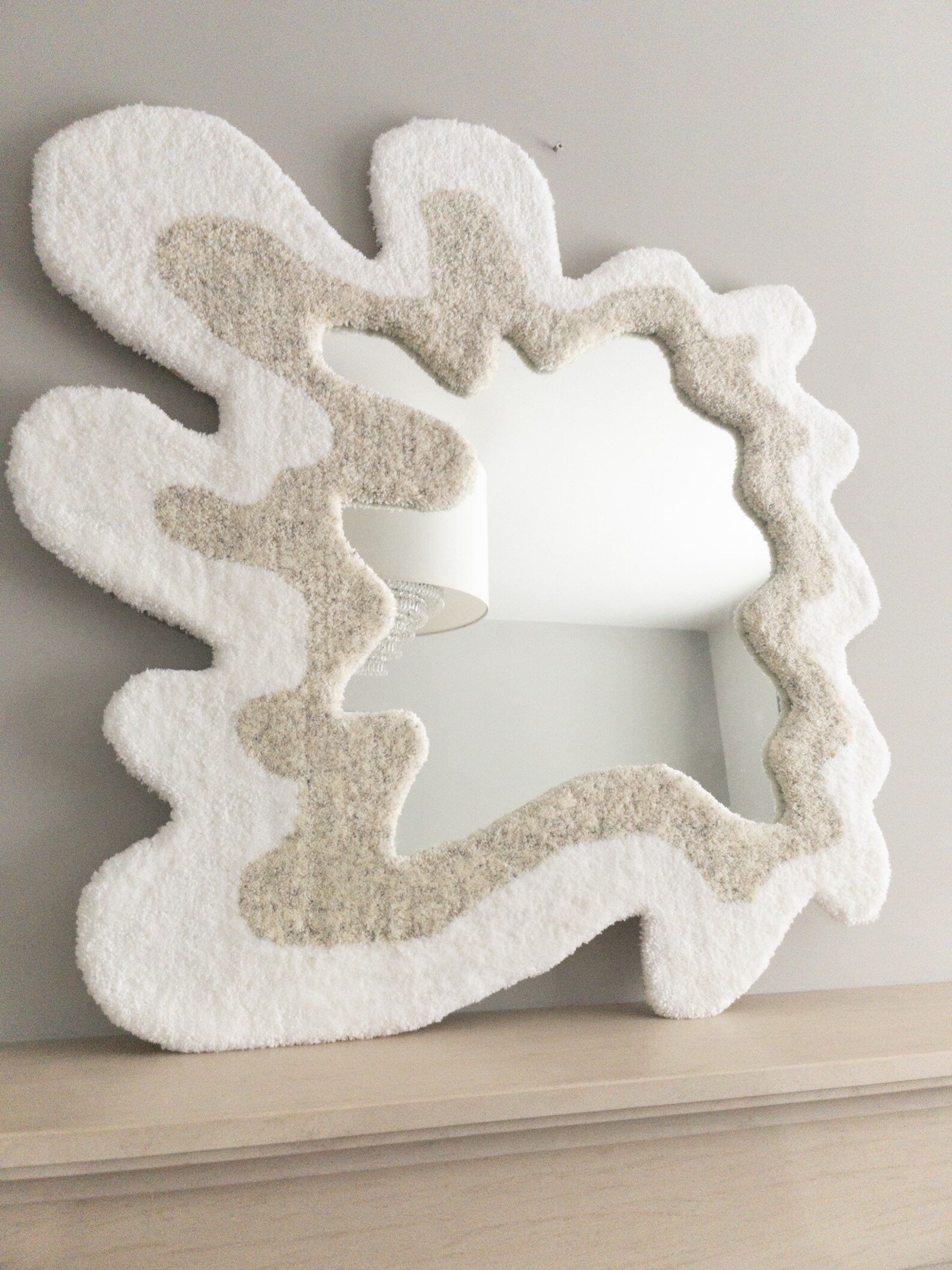 Tufted wavy rug mirror 90x90cm make time 25 weeks. Etsy