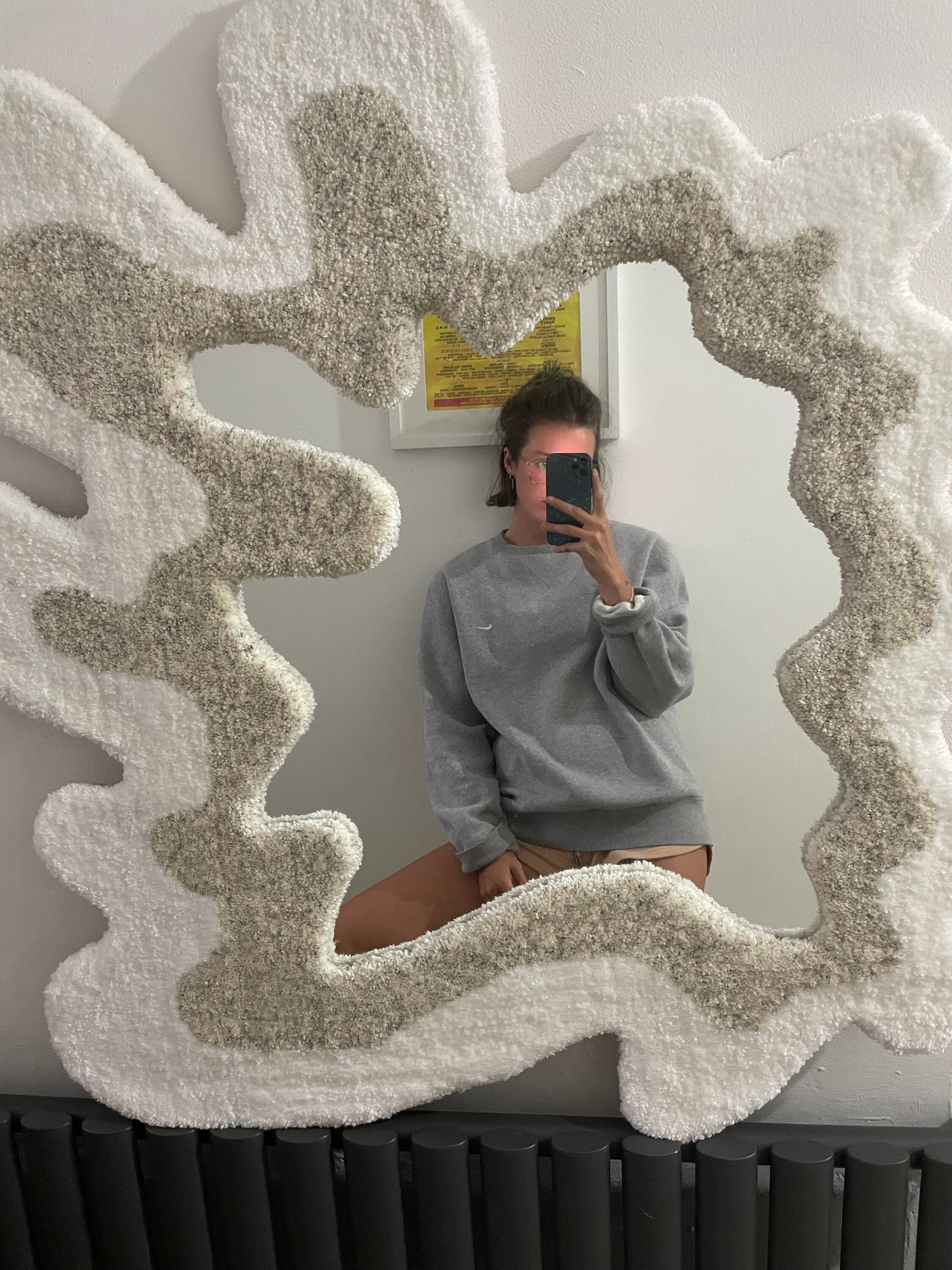 Tufted wavy rug mirror 90x90cm make time 25 weeks. Etsy