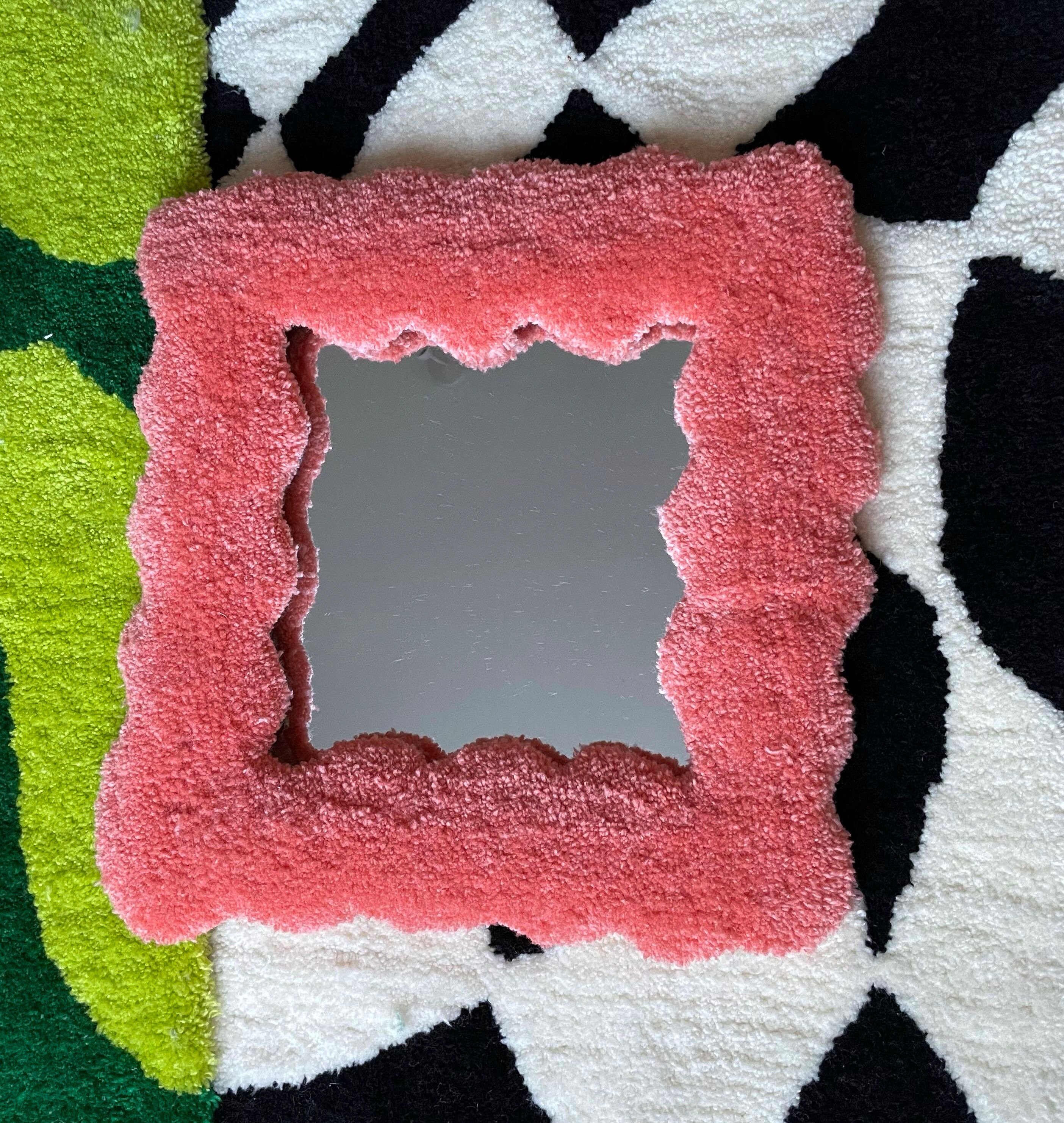 Tufted wavy rug mirror 38x38cm preorder will be made and Etsy
