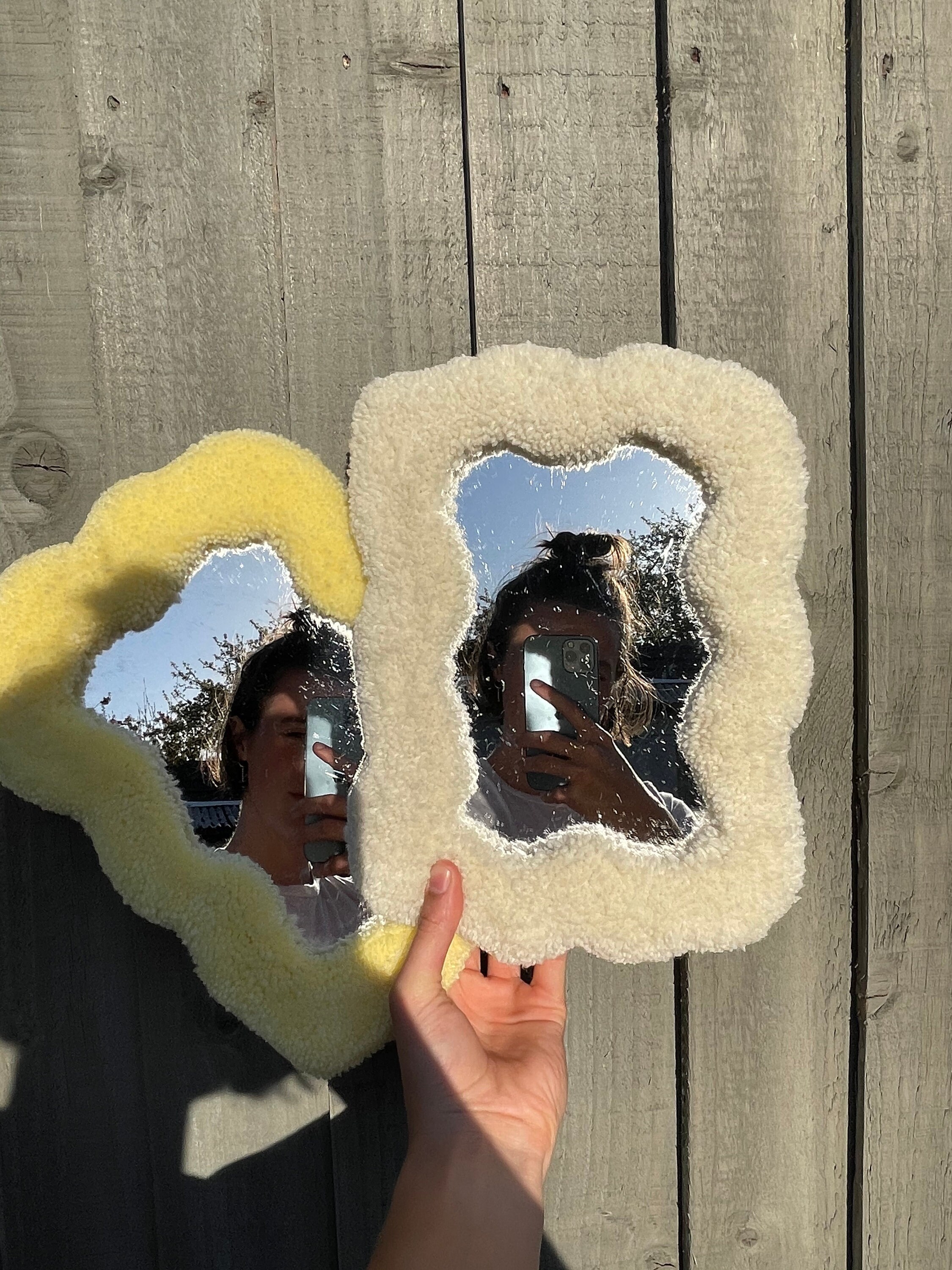 Tufted wavy rug mirror 28x23cm custom order dispatched end Etsy