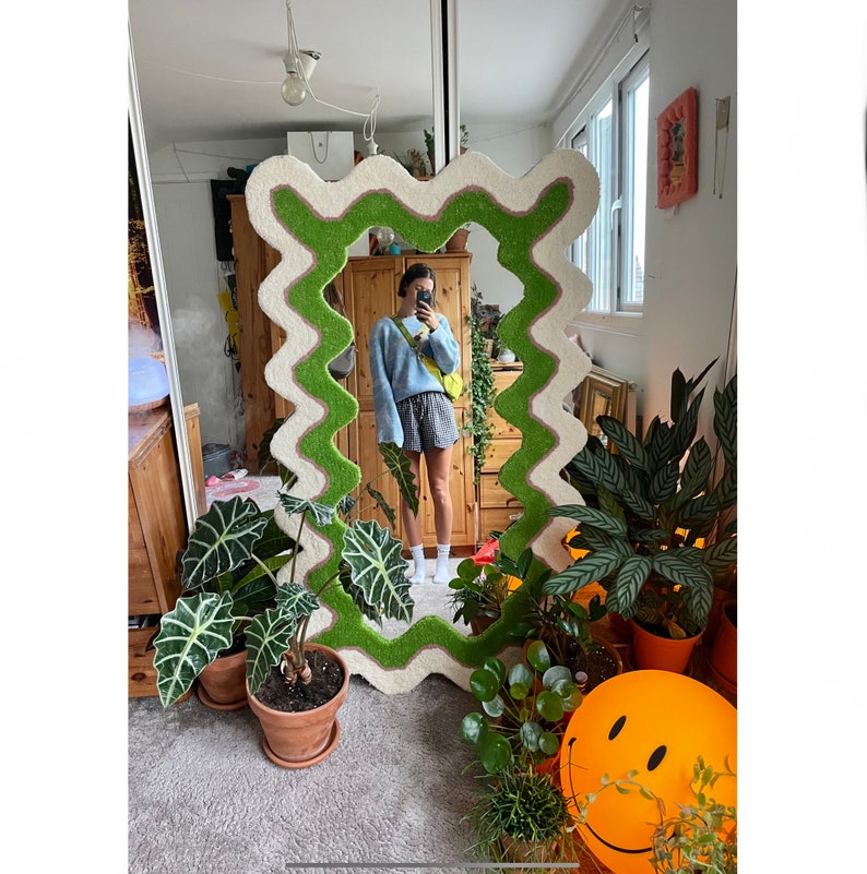Extra Large Wavy Tufted Full Length Rug Mirror 150x90cm Etsy