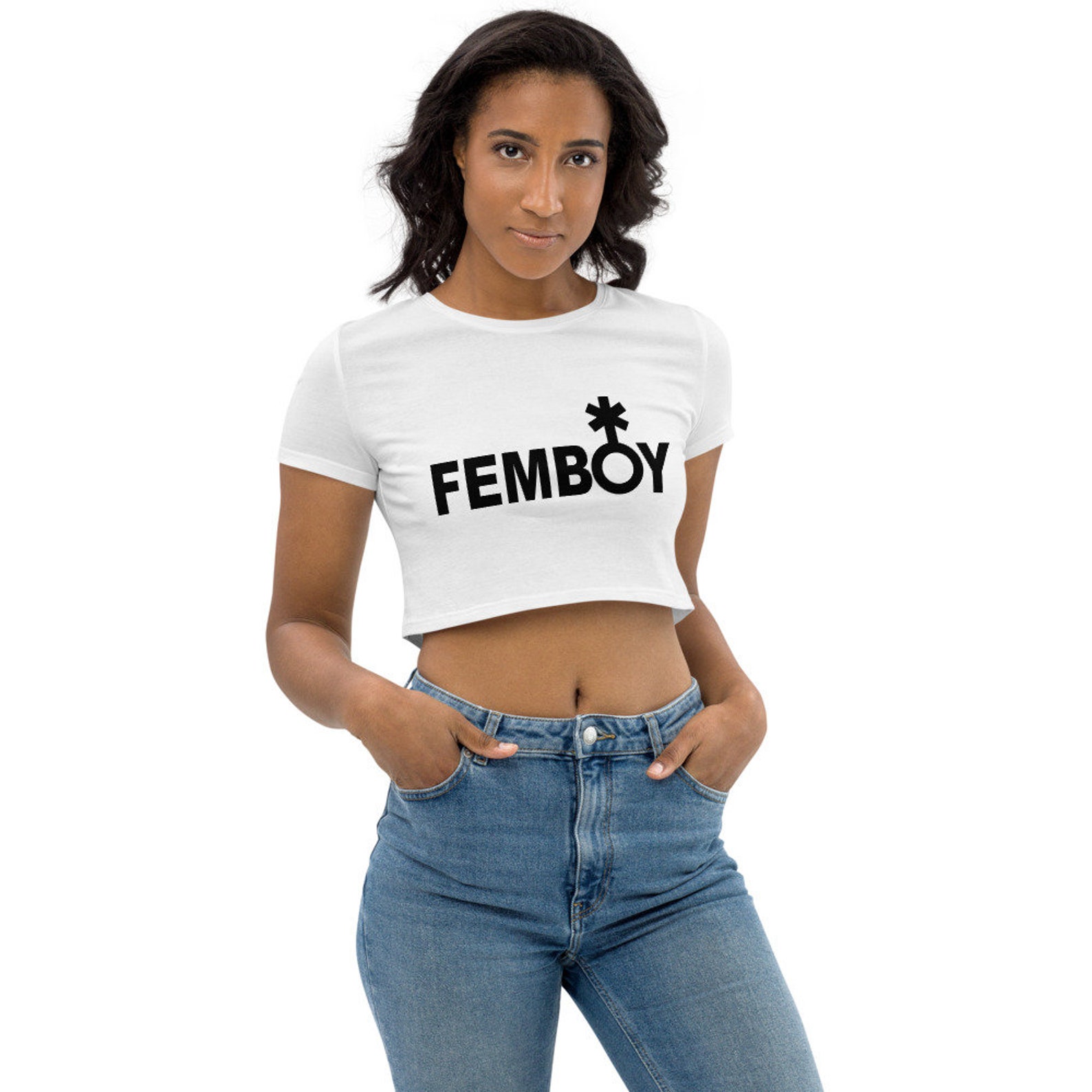 Femboy non binary pride Organic Y2K Crop Top | Etsy