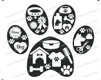 Panthers Paw Print SVG,instant download,Dog hand paw drawing Svg,Dog hand paw drawing is used as desired svg,Paw Print Svg Paw Monogram Svg