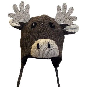 Tuques / chapeaux en laine à tête d'animal pour hommes et femmes. 100 % laine avec doublure en polaire. Fait main au Népal