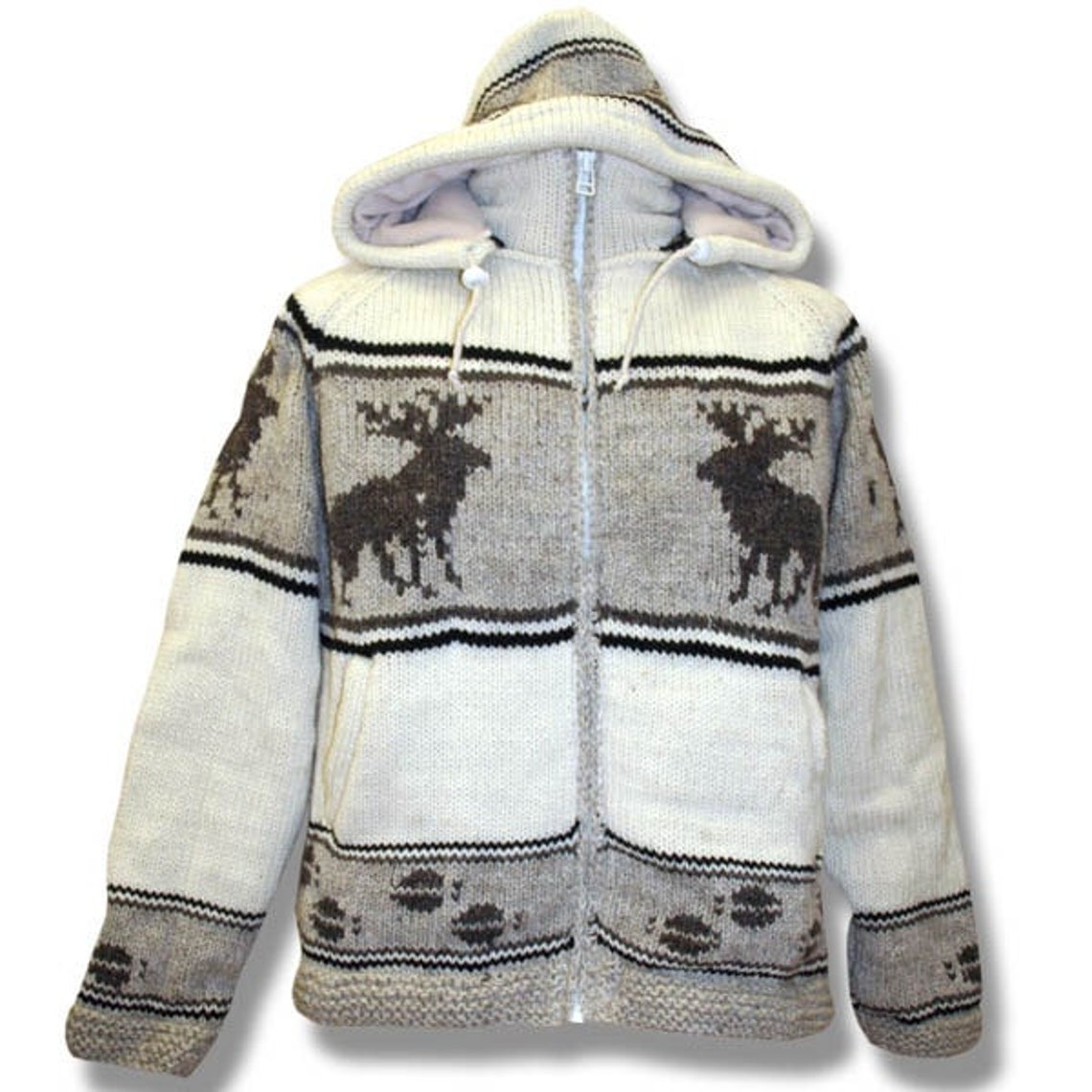 Wool Lined Jacket with Moose/ ZipOff with Hood for Men and Etsy