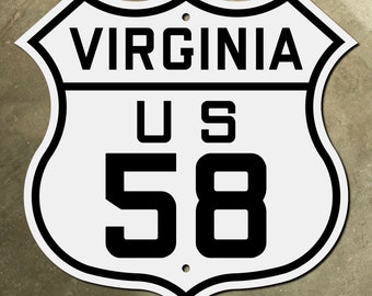Znak drogowy Virginia US Highway 58, tarcza drogowa, 1926 Bristol Emporia