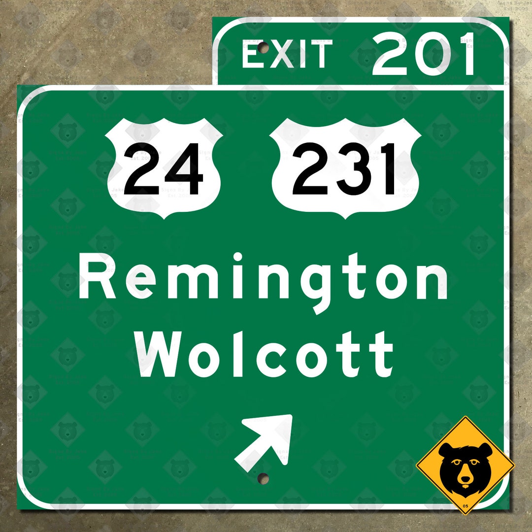 Indiana US Route 24 231 Exit 201 Remington Wolcott Guide Sign Road ...