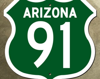 Arizona US route 91 highway marker road sign green 1960 Virgin River I-15