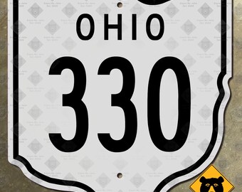 オハイオ州道 330 号線高速道路標識 1952 アクロン市外局番