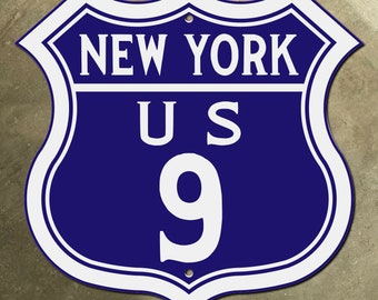 New York US Route 9 Autobahn Markierung Schild Schild 1927 NYC City Broadway