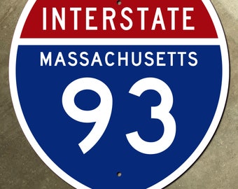 Massachusetts interstate route 93 highway marker road sign 1957 Boston