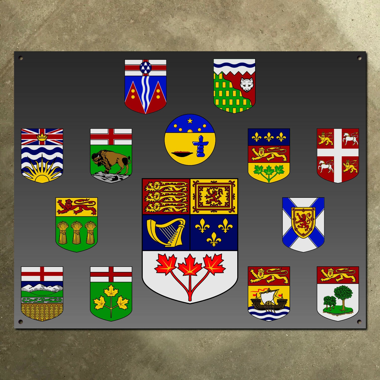 Canada National Coat of Arms Sign Shield Crest 13 Provinces Etsy