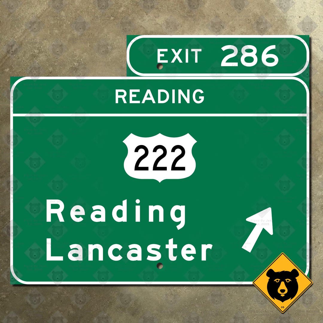 Sign St Rt 222 Pennsylvania Turnpike Exit 286, US Route 222, Reading, Lancaster ...