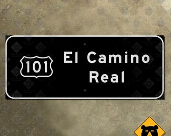 California US 101 El Camino Real highway road freeway guide sign 1958
