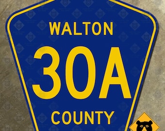 Florida Walton County route 30A highway marker road sign 1977