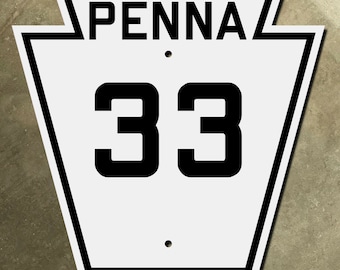 Pennsylvania route 33 highway marker road sign shield 1940 Penna keystone