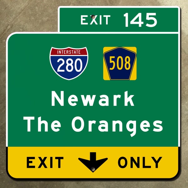 New Jersey Parkway interstate 280 Exit 145 Newark highway guide sign Garden The Oranges