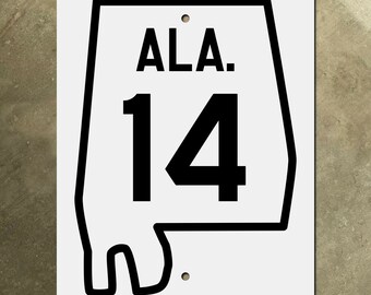 Alabama state route 14 highway marker road sign 1934 ALA. map