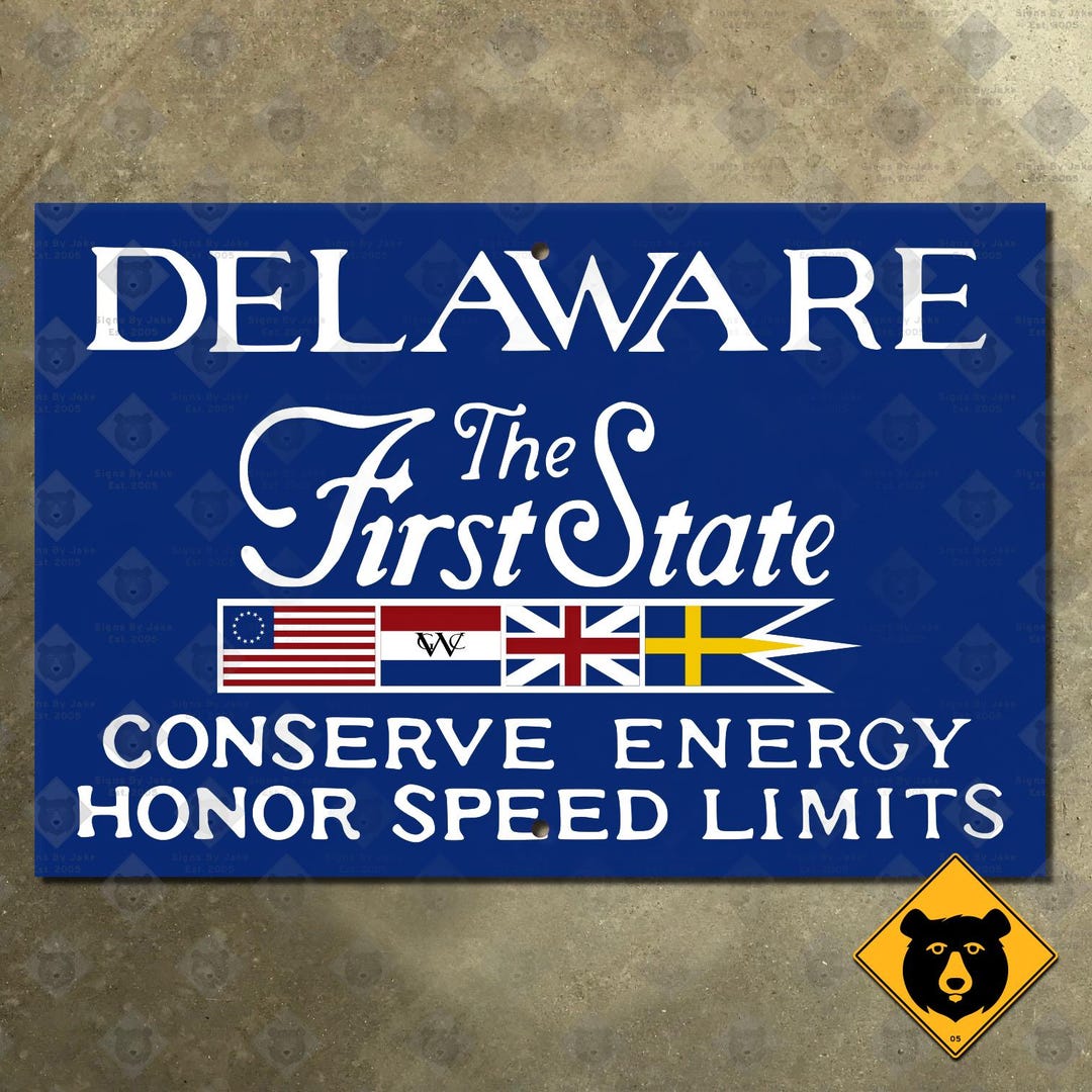 Delaware State Line Highway Marker Road Sign 1975 Flags First State - Etsy