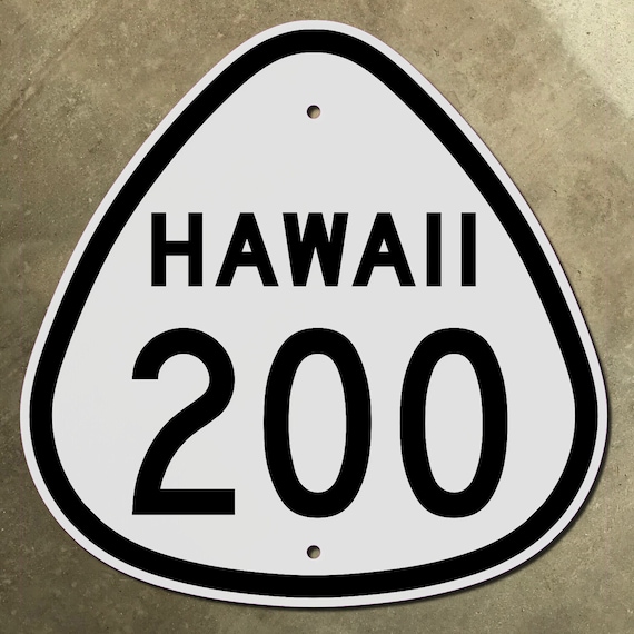 Hawaii Route 200 Highway Marker Road Sign 1956 Saddle Road Big