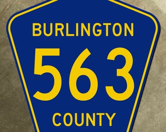 New Jersey Burlington County route 563 highway marker road sign 1959