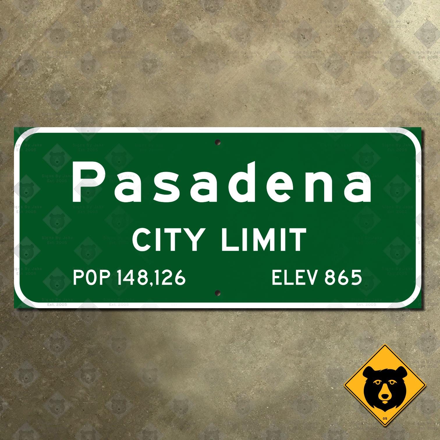 Pasadena California City Limit Route 66 Highway Road Sign