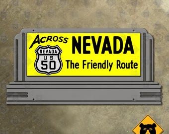 Across Nevada US-50 the Friendly Route highway marker road sign 1949