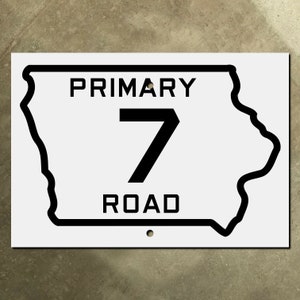 Iowa state route 7 highway marker primary road sign 1924 map outline image 1