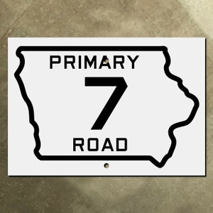 Iowa State Route 7 marqueur routier panneau routier principal 1924 aperçu de la carte