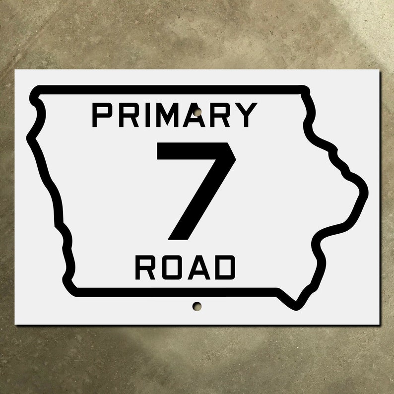 Iowa state route 7 highway marker primary road sign 1924 map outline image 1