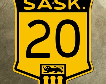 Saskatchewan provincial Autobahn 20 Route Marker Straßenschild Kanada 1940er Jahre Wappen