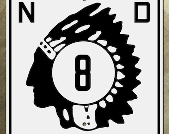 North Dakota Route 8 Marker Schild 1931 Indianerhäuptling