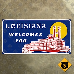 Louisiana Welcomes You staat snelwegmarkering verkeersbord 1995 stoomboot