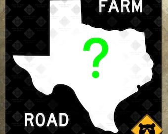 Texas CUSTOM farm to market route state highway marker road sign map 1965