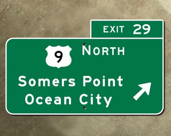 New Jersey Parkway salida 29 Somers Point US 9 señal de carretera Jardín