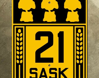 Saskatchewan provincialhighway 21 Route Marker Straßenschild Kanada 1928 Weizen