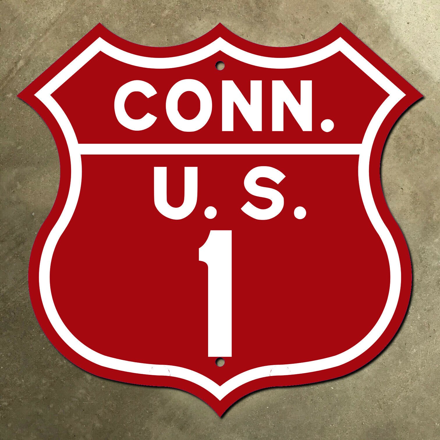 Connecticut US route 1 highway marker road sign shield 1957 red New Haven