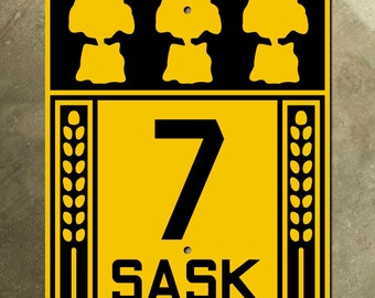 Saskatchewan provincialHighway 7 Route Marker Straßenschild Kanada 1928 Weizen