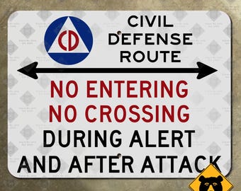 Civil Defense Route highway marker road sign 1950s atomic age cold war