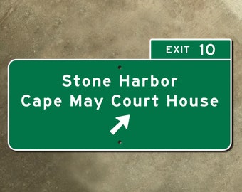 New Jersey Parkway Stone Harbor Salida 10 Señal guía de la autopista Cape May Jardín