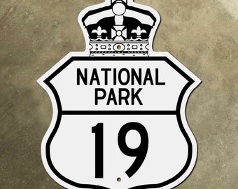 Canada National Park 19 highway route marker road sign 1950s crown