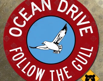 New Jersey Ocean Drive highway marker road sign Follow the Gull route shield